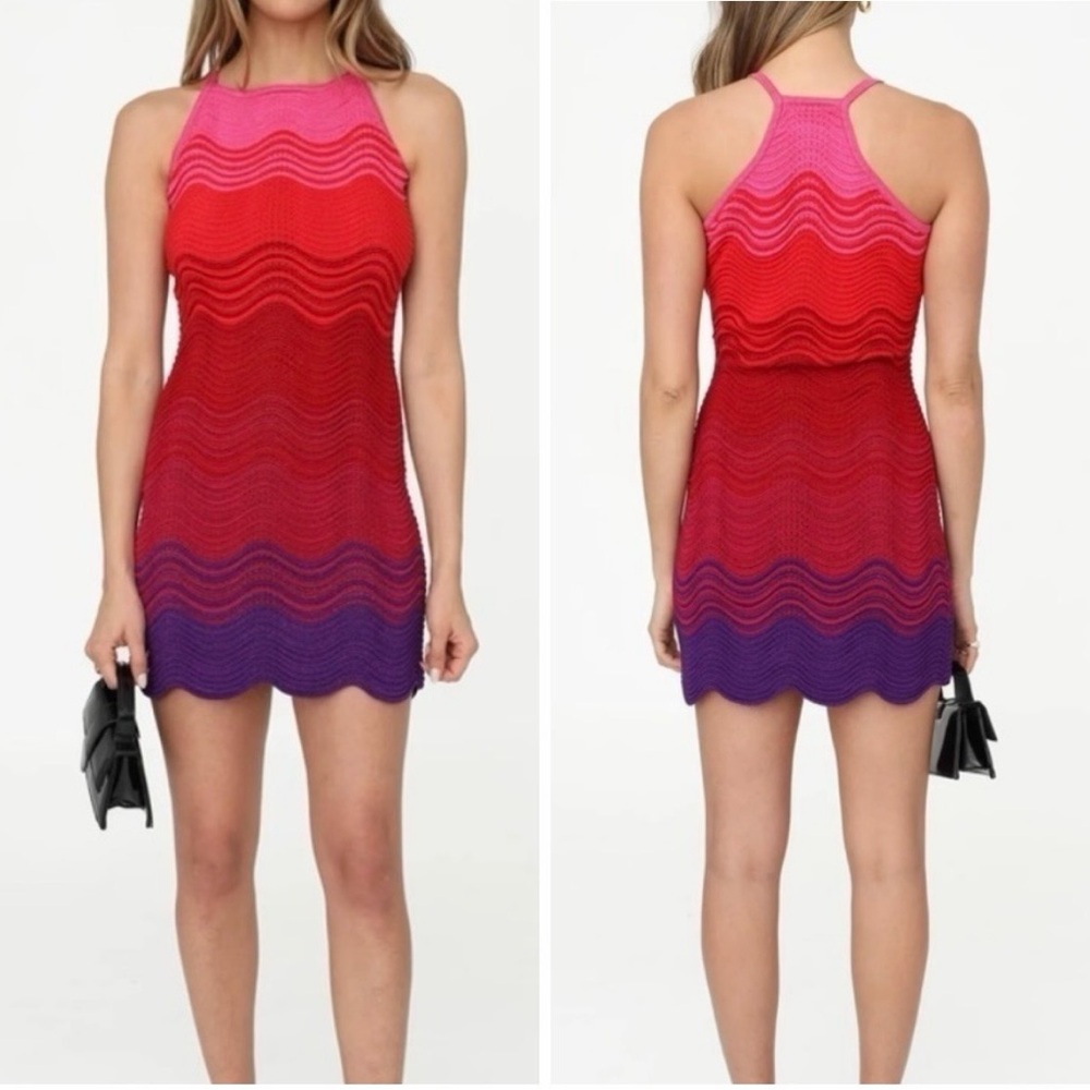 TORN by Ronny Kobo Hope Colorblock Scalloped Knit Mini Dress Sleeveless Size M - Picture 10 of 10
